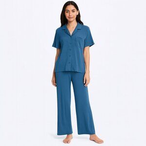 Discount Divas Women's Dark Blue Pj's Wide Leg Pajamas Size S New